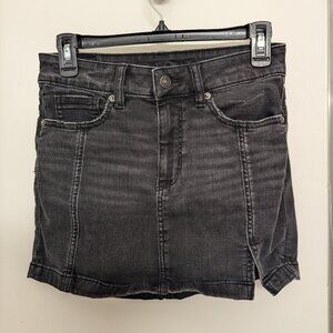 Black denim mini skirt